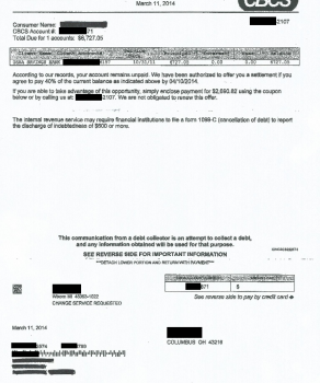 Settlement Letter With USAA Savings Bank: Client Saved 60%