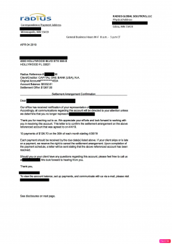 Settlement Letter With Capital One: Client Saved 80%